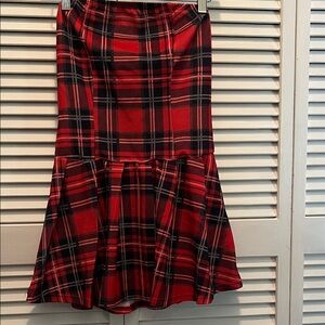 ( 0445) Women Strapless Red Plaid Women's Dress